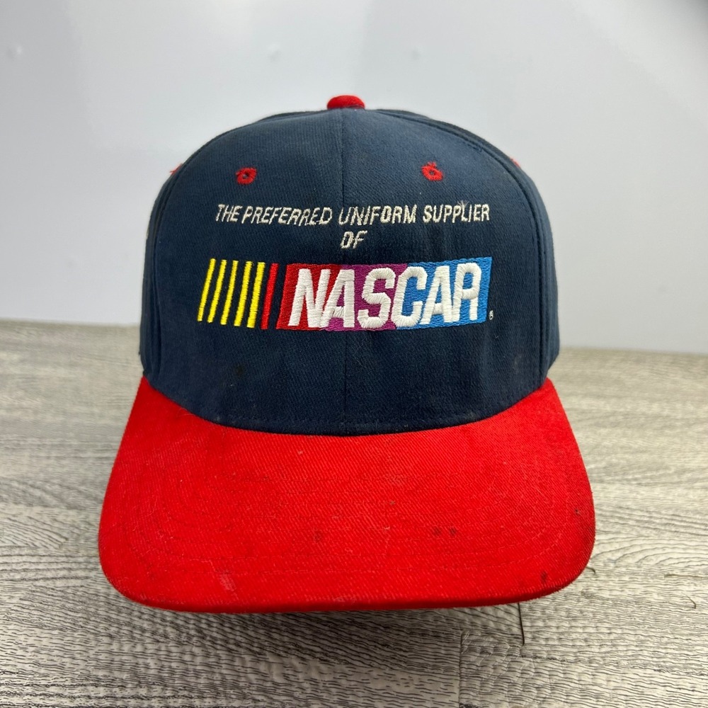 Vintage 90s Nascar Hat Cap Fitted One Size Blue Red Racing Cintas Adult